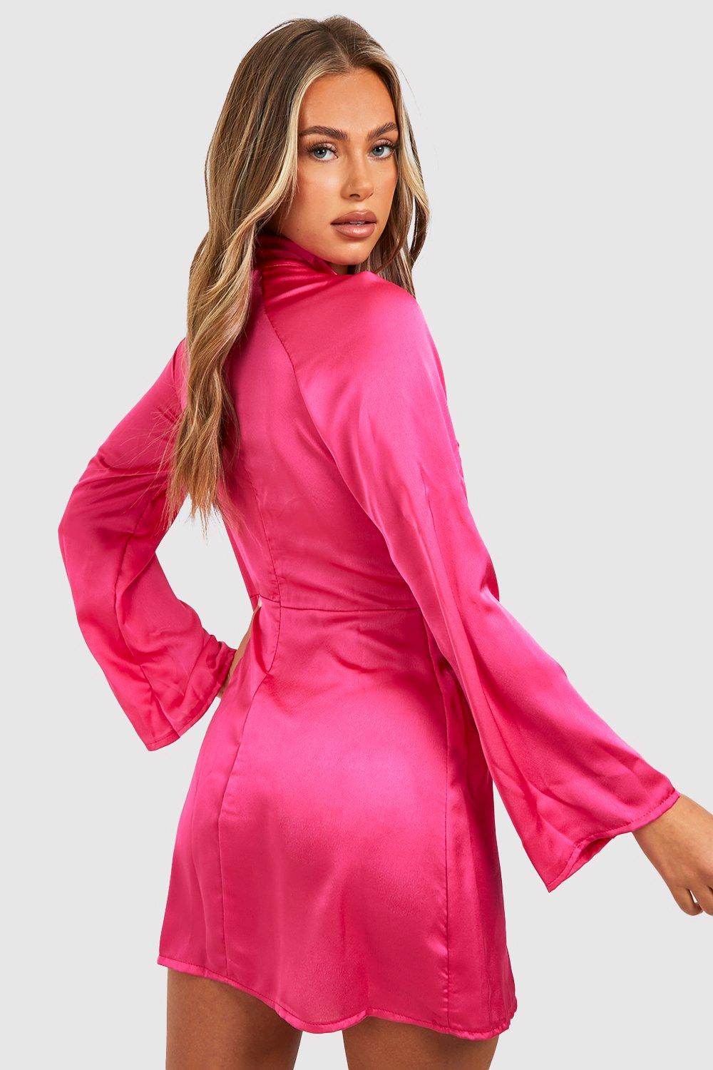 Hot pink 2024 silk dress